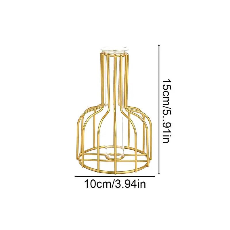 Gold Cage Vase, 6in, Metal, Home Decor