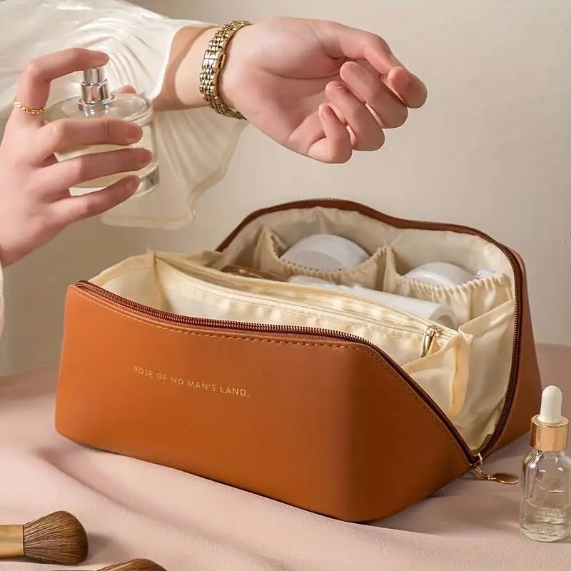 Beauty Box Large Capacity PU Leather Travel Makeup Organizer