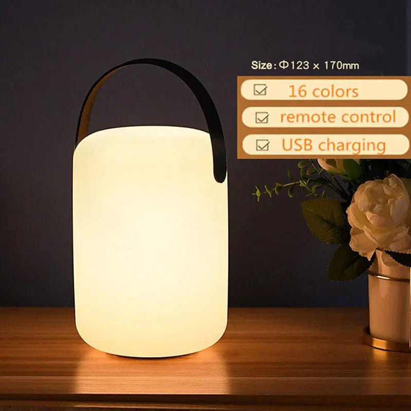 Lamp, Waterproof LED USB Rechargeable Dimmable 8-Color, Outdoor