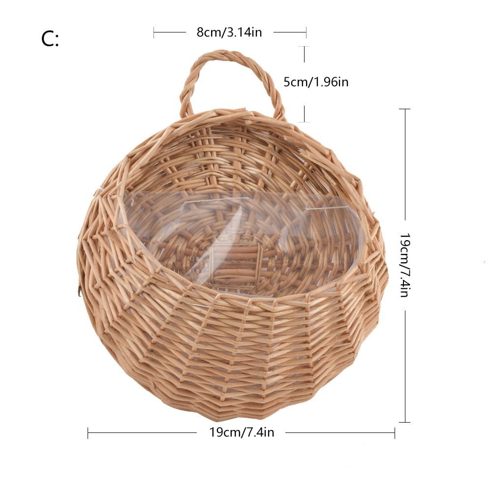 Rattan Hanging Wall Planter Handwoven Indoor