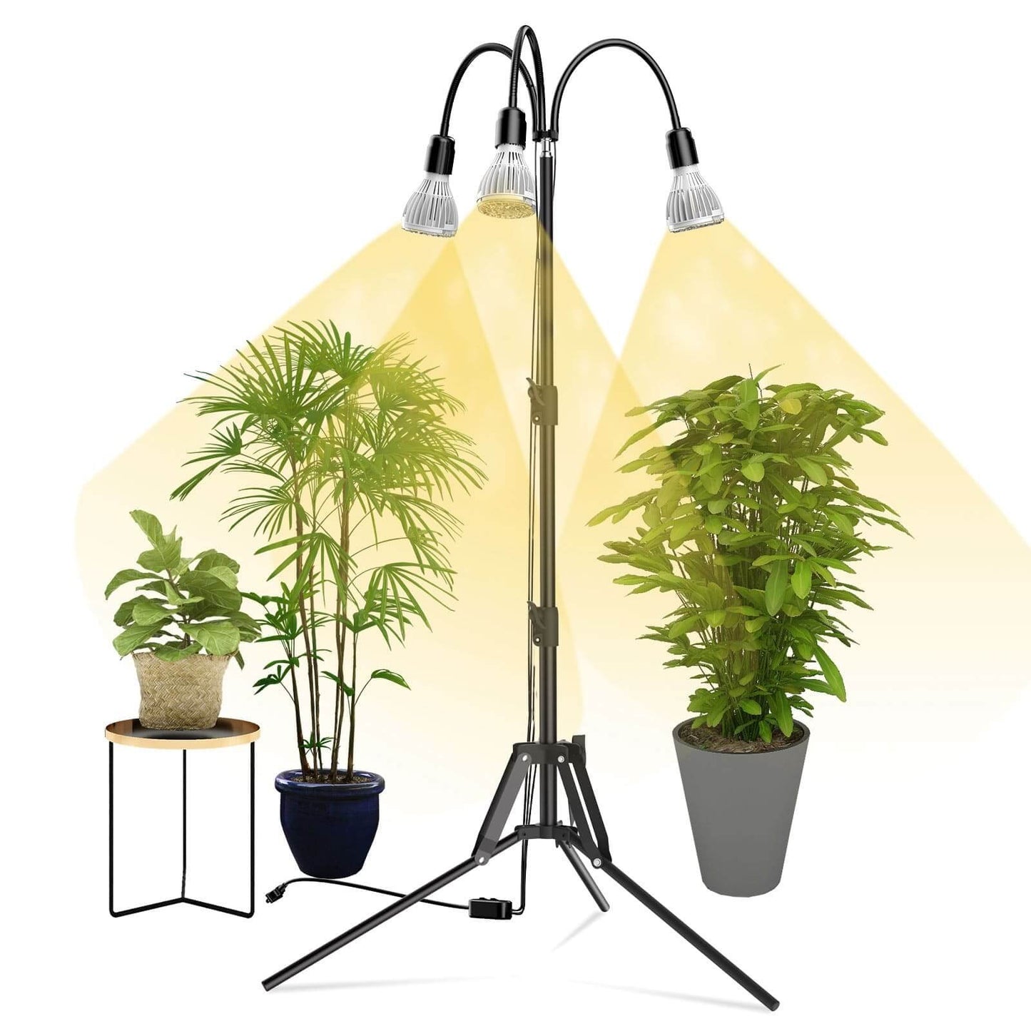 Multi-head Grow Light 96W Tripod Stand Full Spectrum for Plants