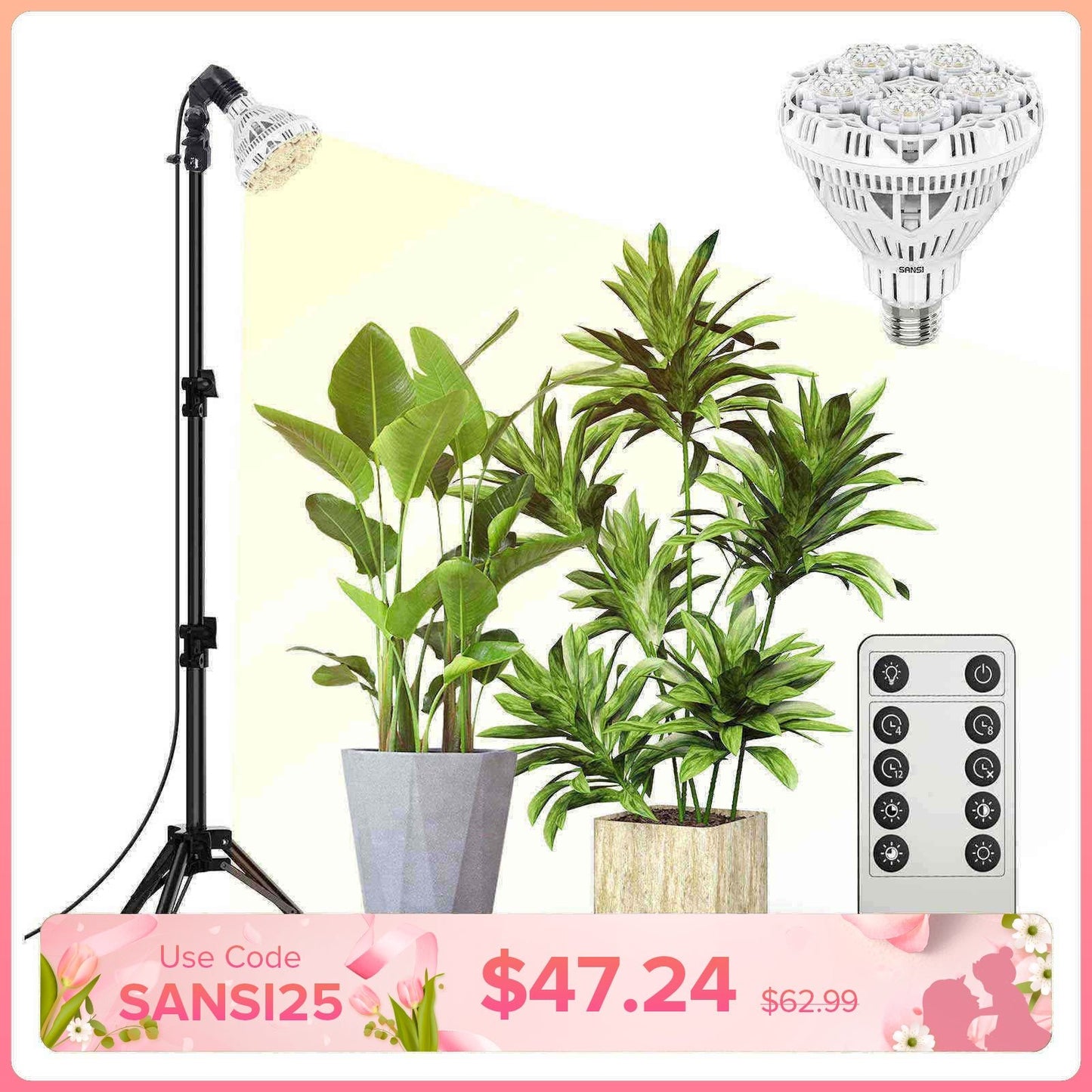BR30 Grow Light, 30W, Tripod Stand, Plant Light
