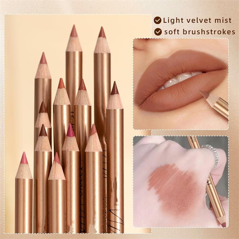 12 Color Lip Liner Pencil Set, Smudge-Proof & Waterproof, Long-Lasting Matte Finish