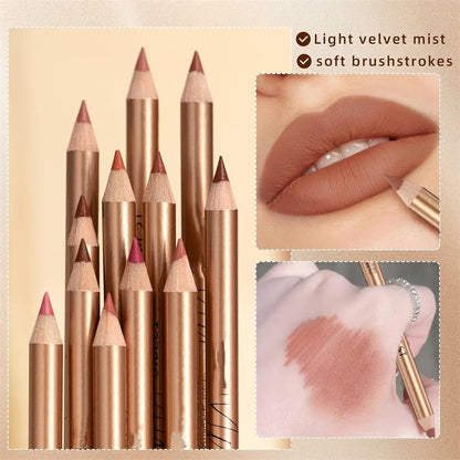 12 Color Lip Liner Pencil Set, Smudge-Proof & Waterproof, Long-Lasting Matte Finish