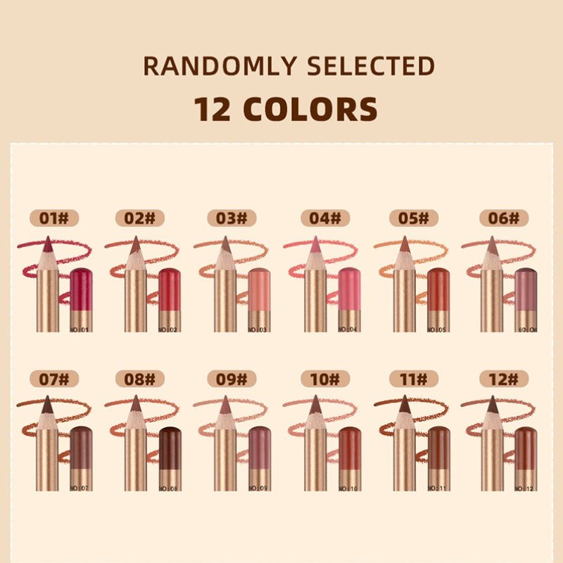 12 Color Lip Liner Pencil Set, Smudge-Proof & Waterproof, Long-Lasting Matte Finish