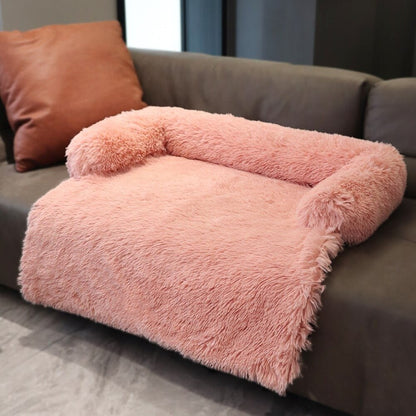 PupCouch Dog Bed, Faux Fur Bolster Couch for Pet Comfort