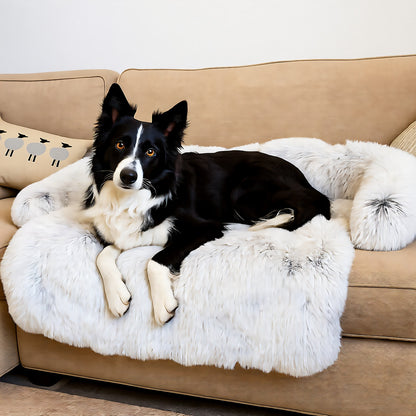 PupCouch Dog Bed, Faux Fur Bolster Couch for Pet Comfort