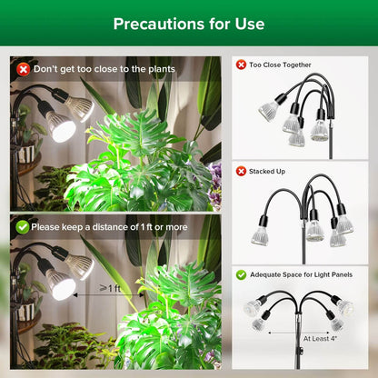 120W Multi-head Grow Light, Adjustable Tripod Stand, Indoor Plants