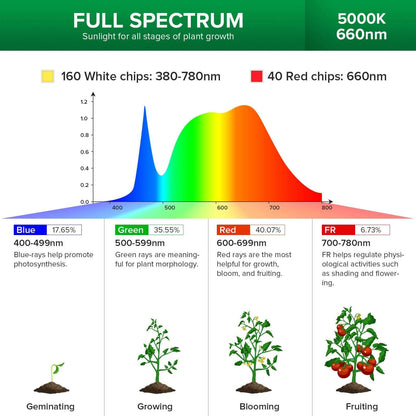 120W Multi-head Grow Light, Adjustable Tripod Stand, Indoor Plants