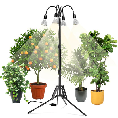 120W Multi-head Grow Light, Adjustable Tripod Stand, Indoor Plants