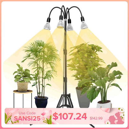 120W Multi-head Grow Light, Adjustable Tripod Stand, Indoor Plants
