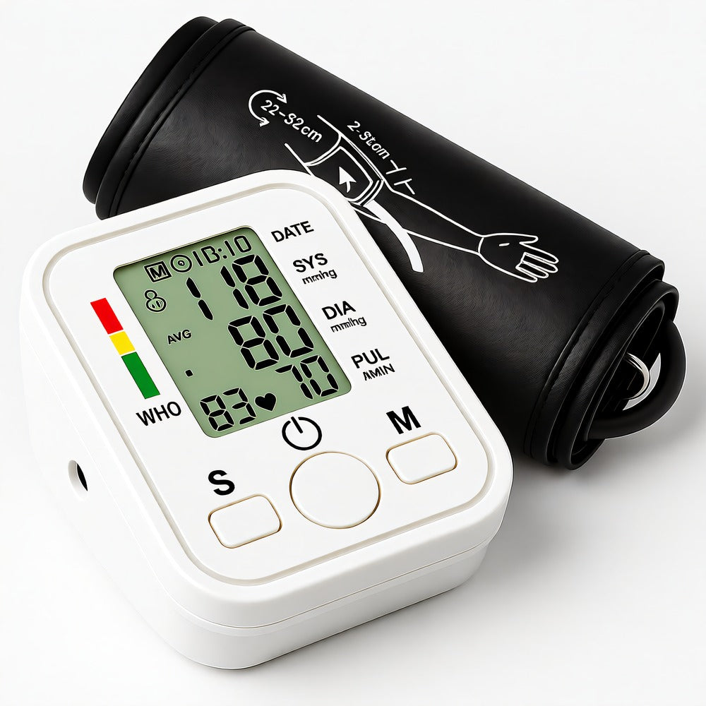 Electronic Upper Arm Blood Pressure Monitor Backlit LCD Health Monitoring