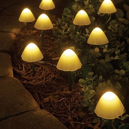 Solar Mushroom Lights, 10 LED, Waterproof, Ground Stake, Garden Lighting