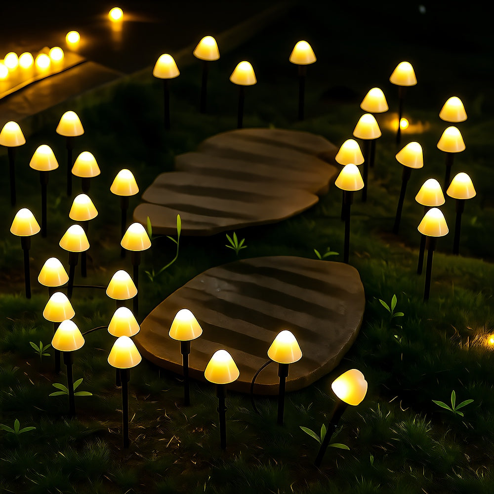 Solar Mushroom Lights, 10 LED, Waterproof, Ground Stake, Garden Lighting