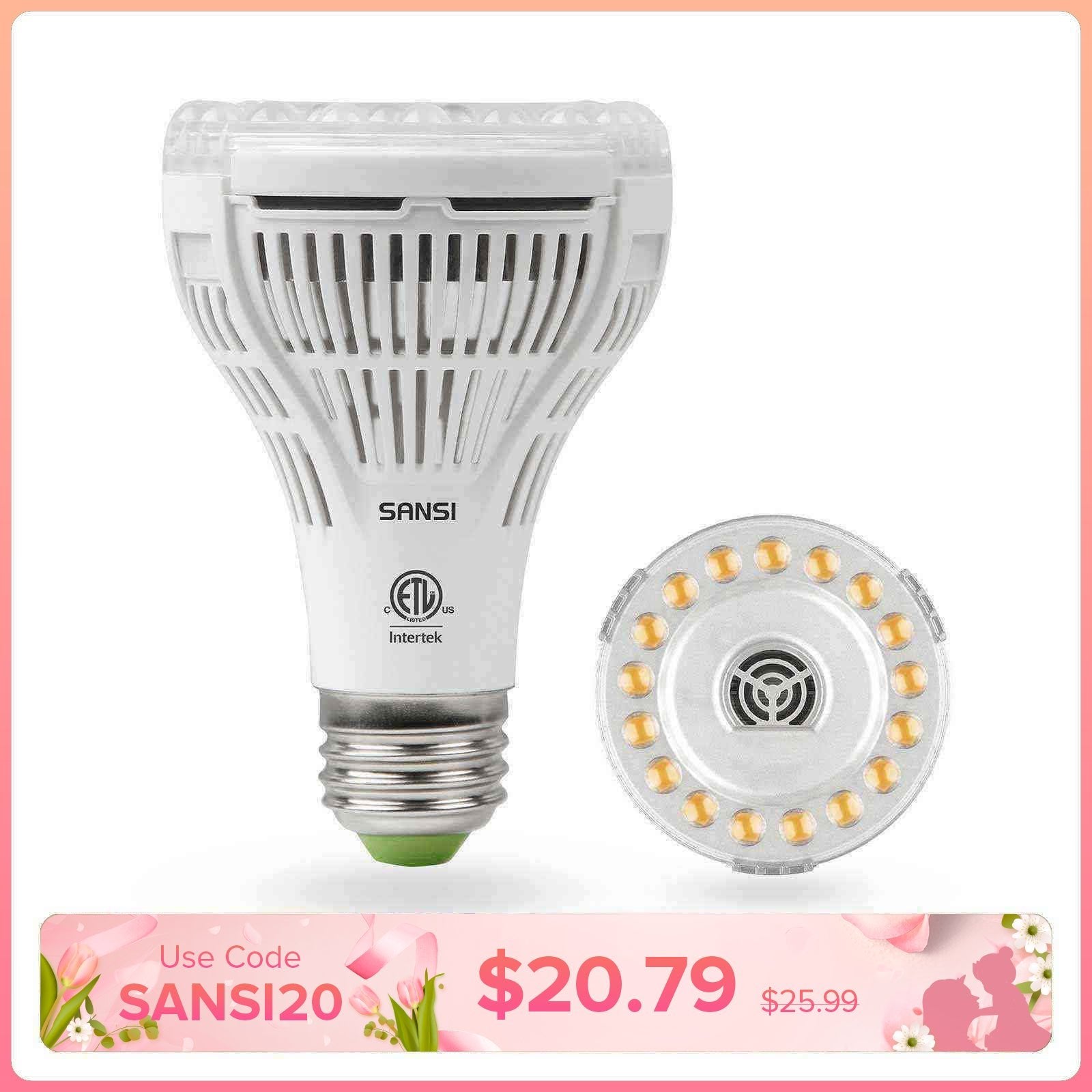 PAR25 LED Grow Light, 15W, E26 Full Spectrum Plant Bulb