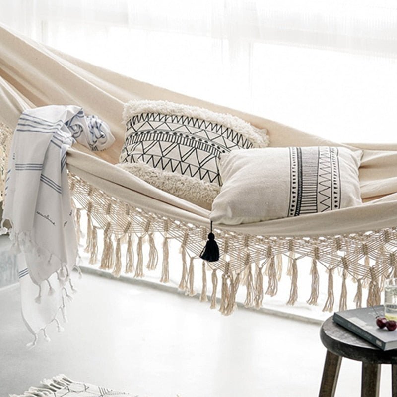 Macrame Hammock 2-Person Cotton Rope Outdoor