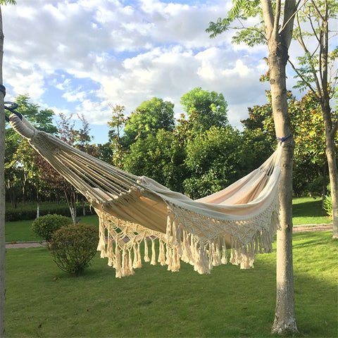 Macrame Hammock 2-Person Cotton Rope Outdoor