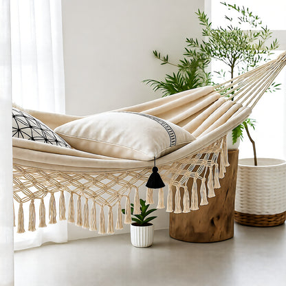 Macrame Hammock 2-Person Cotton Rope Outdoor