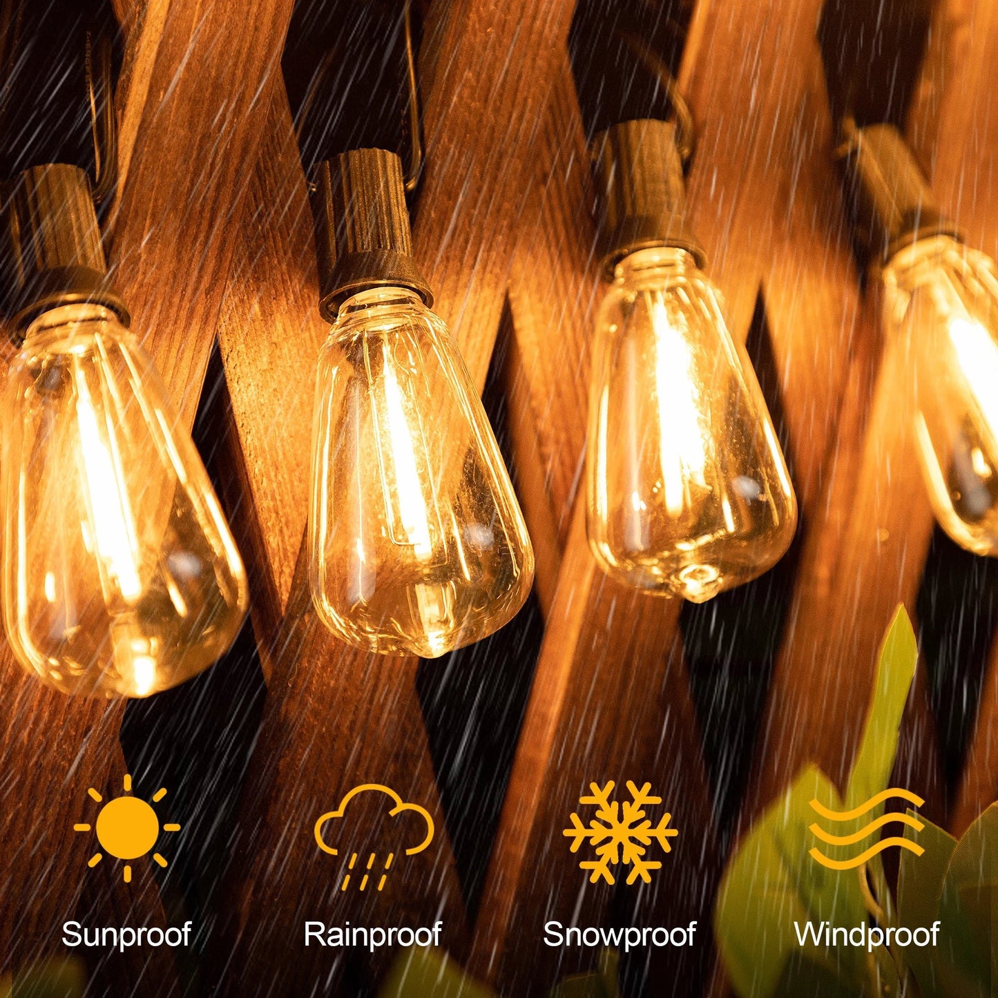 String Lights Shatterproof Waterproof 15-Bulb Electric Outdoor
