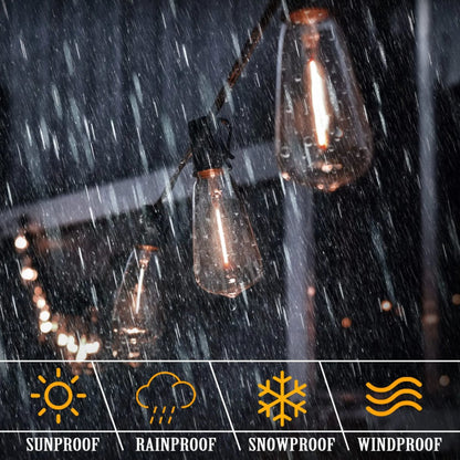 String Lights Shatterproof Waterproof 15-Bulb Electric Outdoor