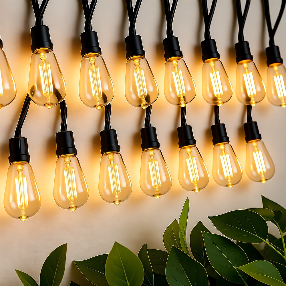 String Lights Shatterproof Waterproof 15-Bulb Electric Outdoor