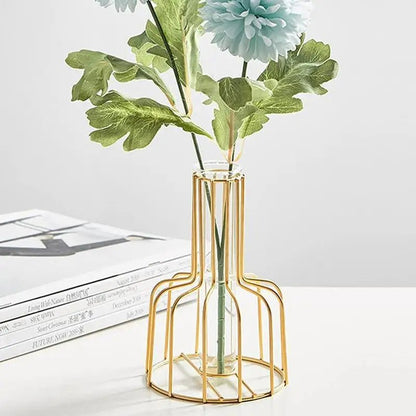 Gold Cage Vase, 6in, Metal, Home Decor