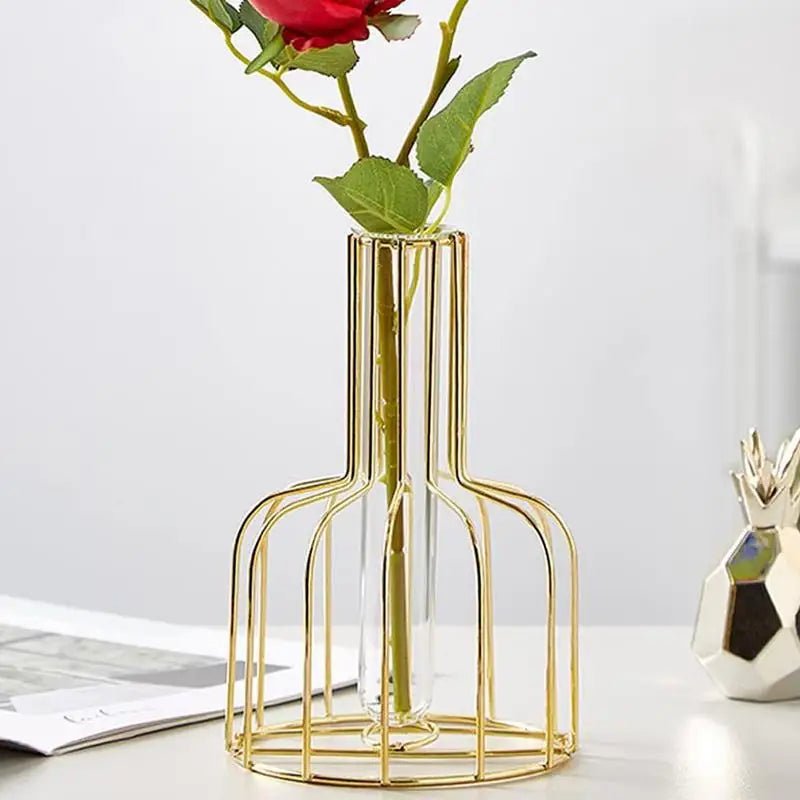 Gold Cage Vase, 6in, Metal, Home Decor