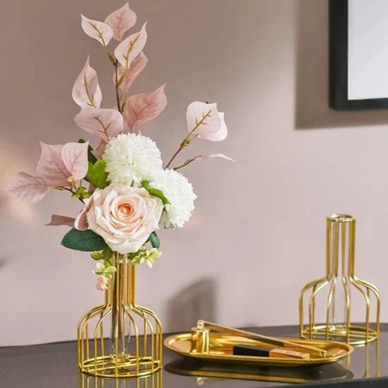 Gold Cage Vase, 6in, Metal, Home Decor
