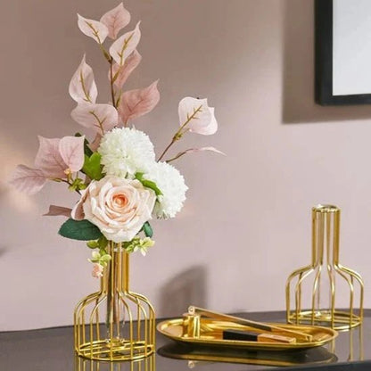 Gold Cage Vase, 6in, Metal, Home Decor