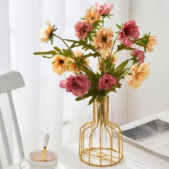 Gold Cage Vase, 6in, Metal, Home Decor
