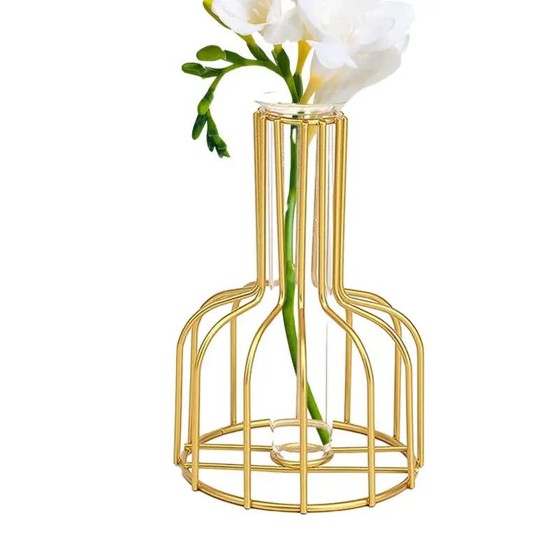 Gold Cage Vase, 6in, Metal, Home Decor