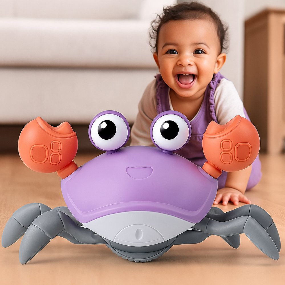 Baby Crab Interactive Musical Light-Up USB Rechargeable Crawling Toy