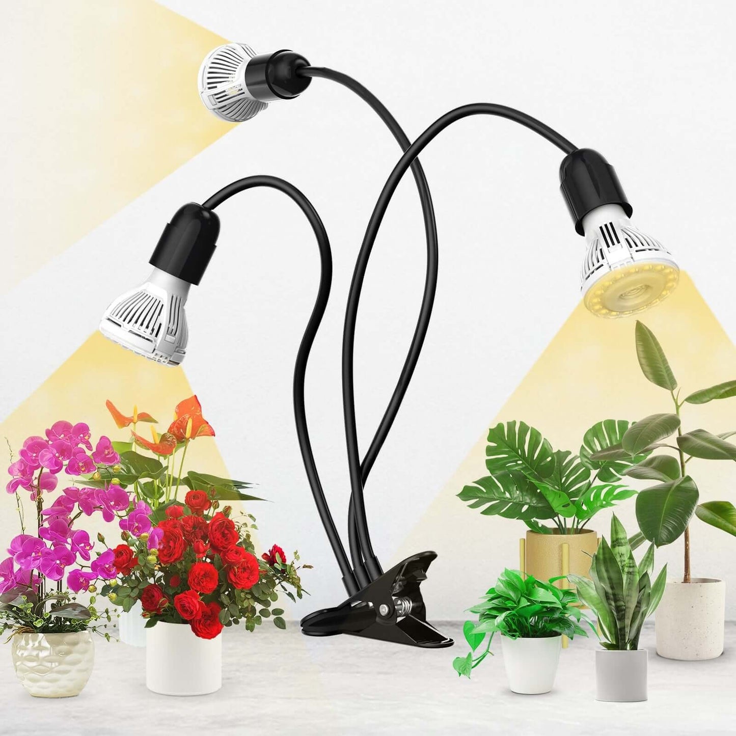 LED Grow Light, 30W Adjustable 3-Head Clip-on for Plants