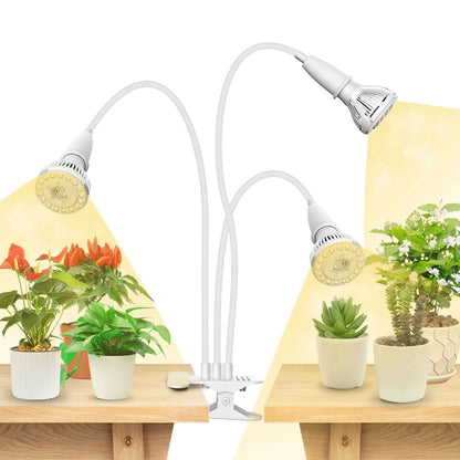 LED Grow Light, 30W Adjustable 3-Head Clip-on for Plants