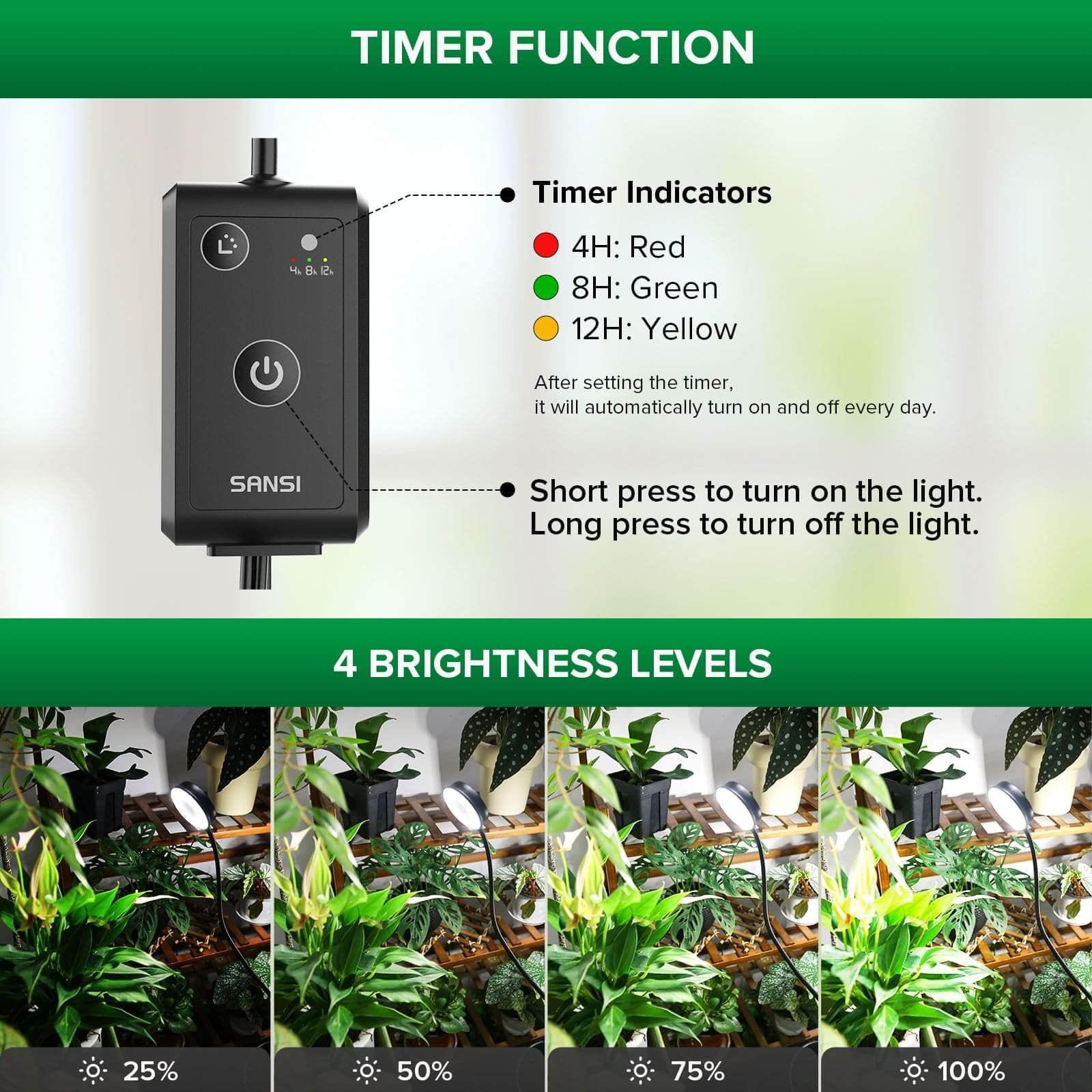 Plant Grow Light Full Spectrum 30W 3-Head Adjustable Tripod Remote