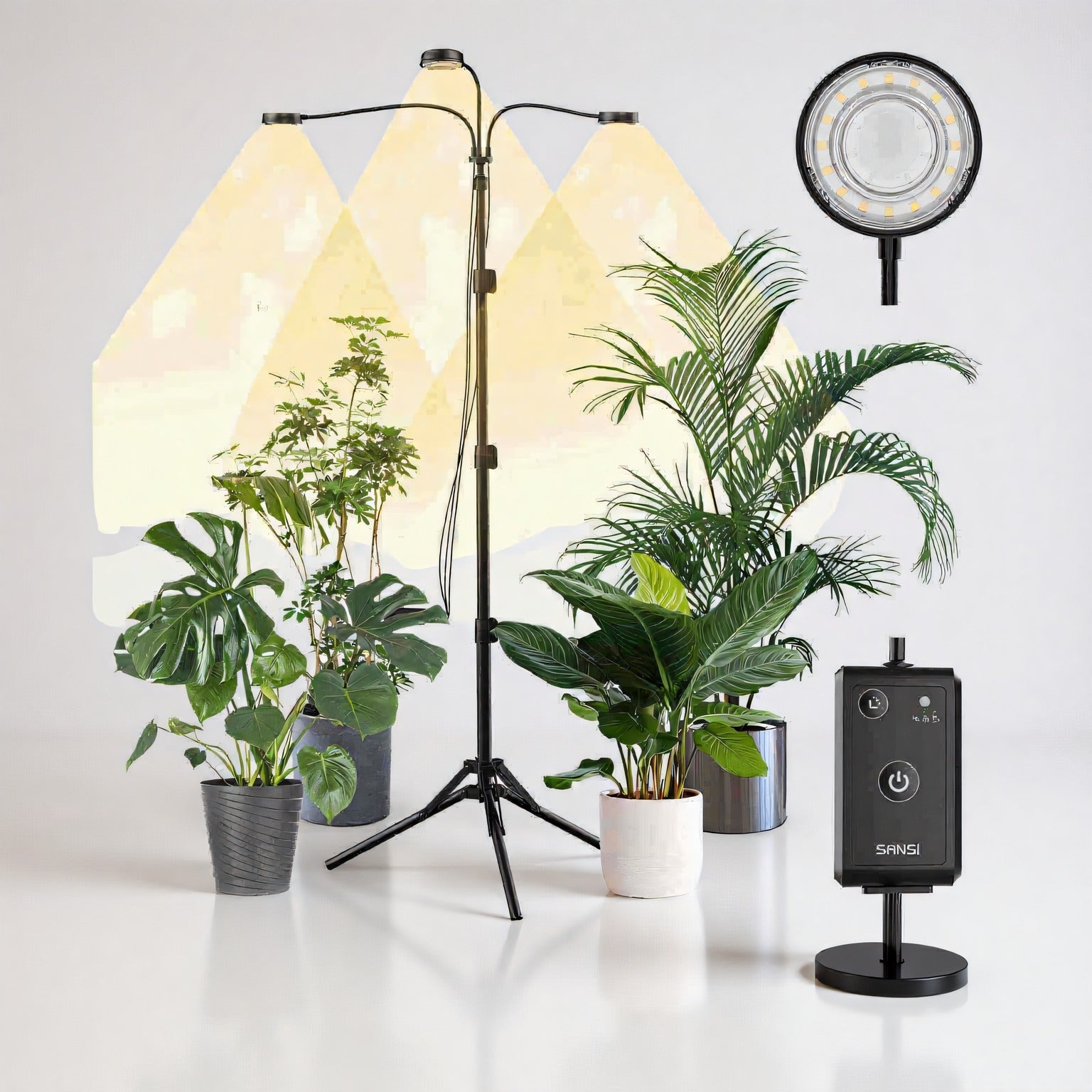 Plant Grow Light Full Spectrum 30W 3-Head Adjustable Tripod Remote