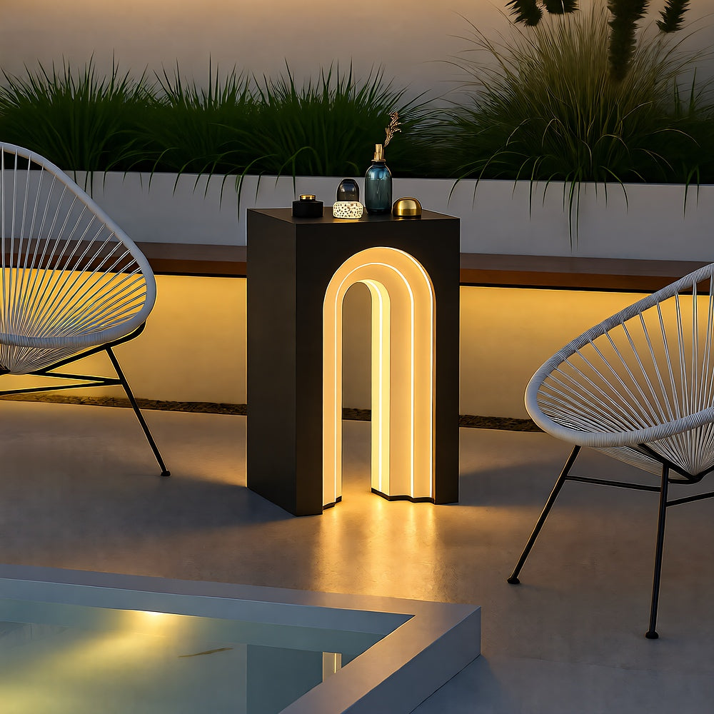 Arched Table Light Solar Outdoor, Dusk-to-Dawn