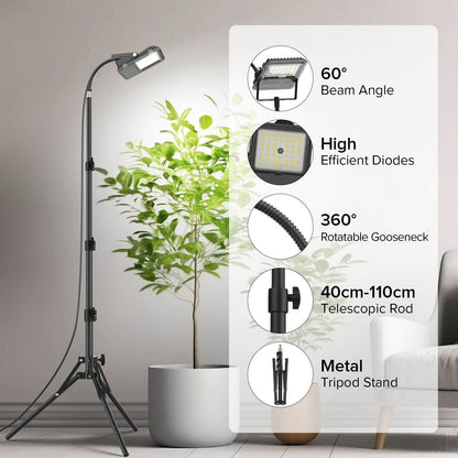 LED Grow Light, 45W, Full Spectrum, Tripod Stand, Plant