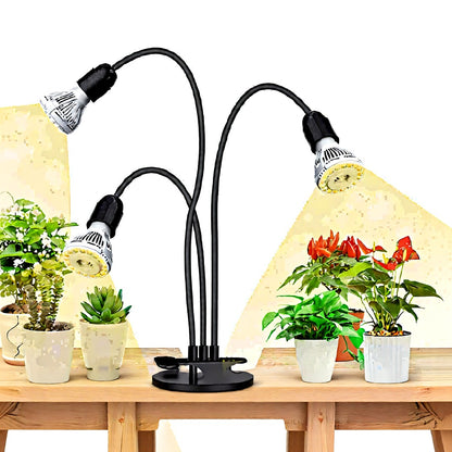 30W 3-Head Clip-on LED Grow Light with Timer