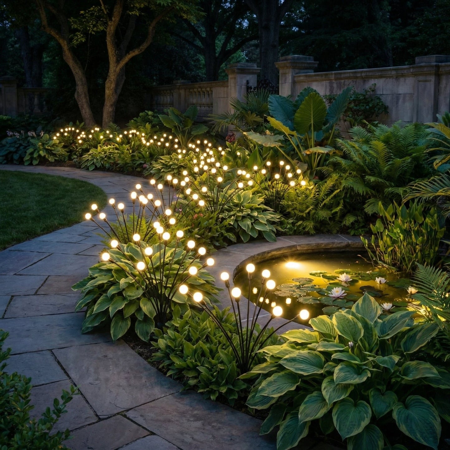 Solar Swaying Garden Lights, Waterproof, Ground Stake, Outdoor Pathway