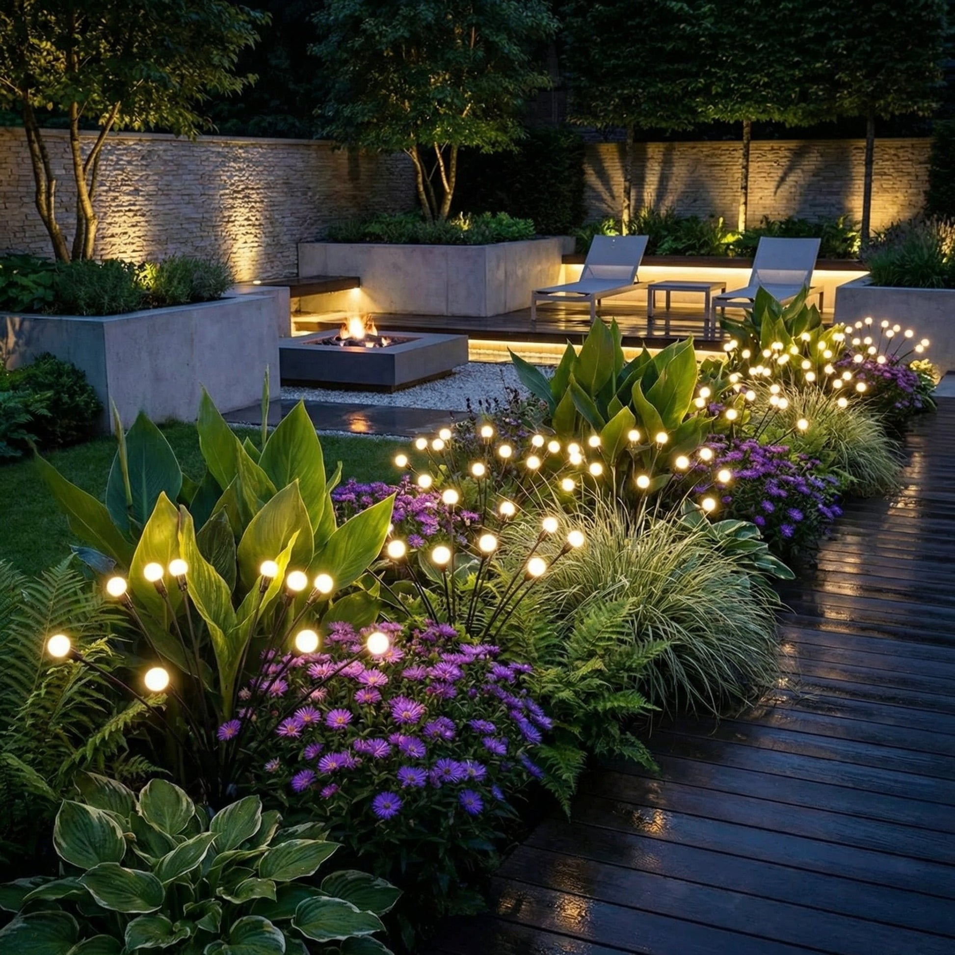 Solar Swaying Garden Lights, Waterproof, Ground Stake, Outdoor Pathway