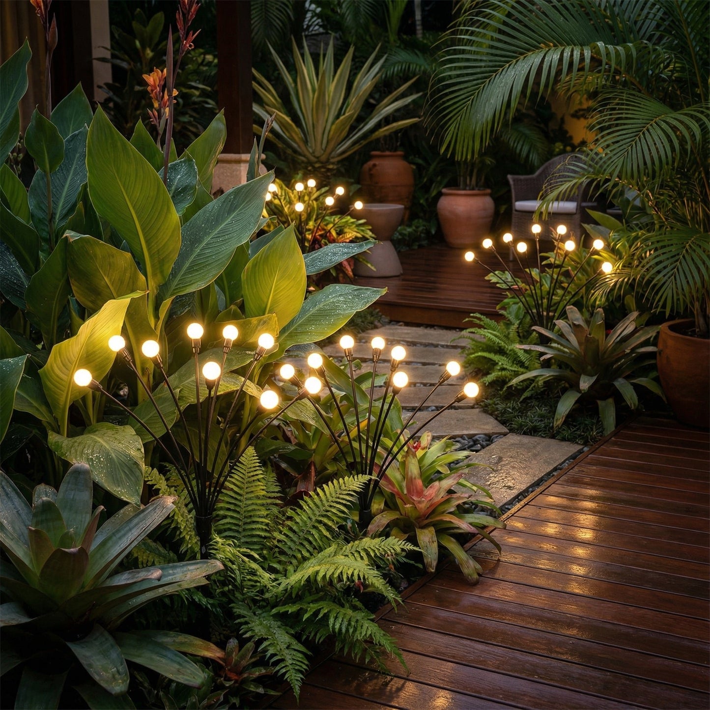 Solar Swaying Garden Lights, Waterproof, Ground Stake, Outdoor Pathway