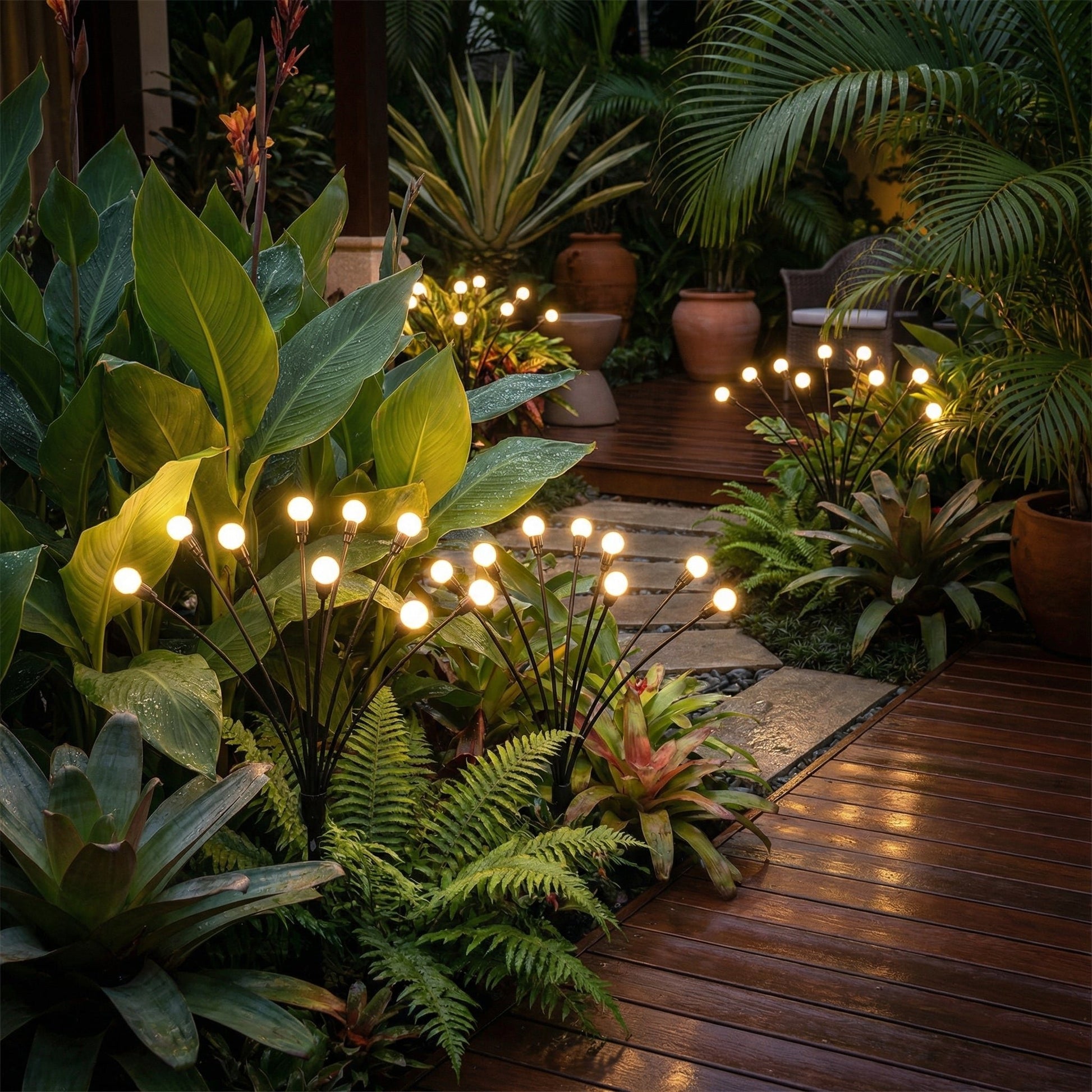 Solar Swaying Garden Lights, Waterproof, Ground Stake, Outdoor Pathway