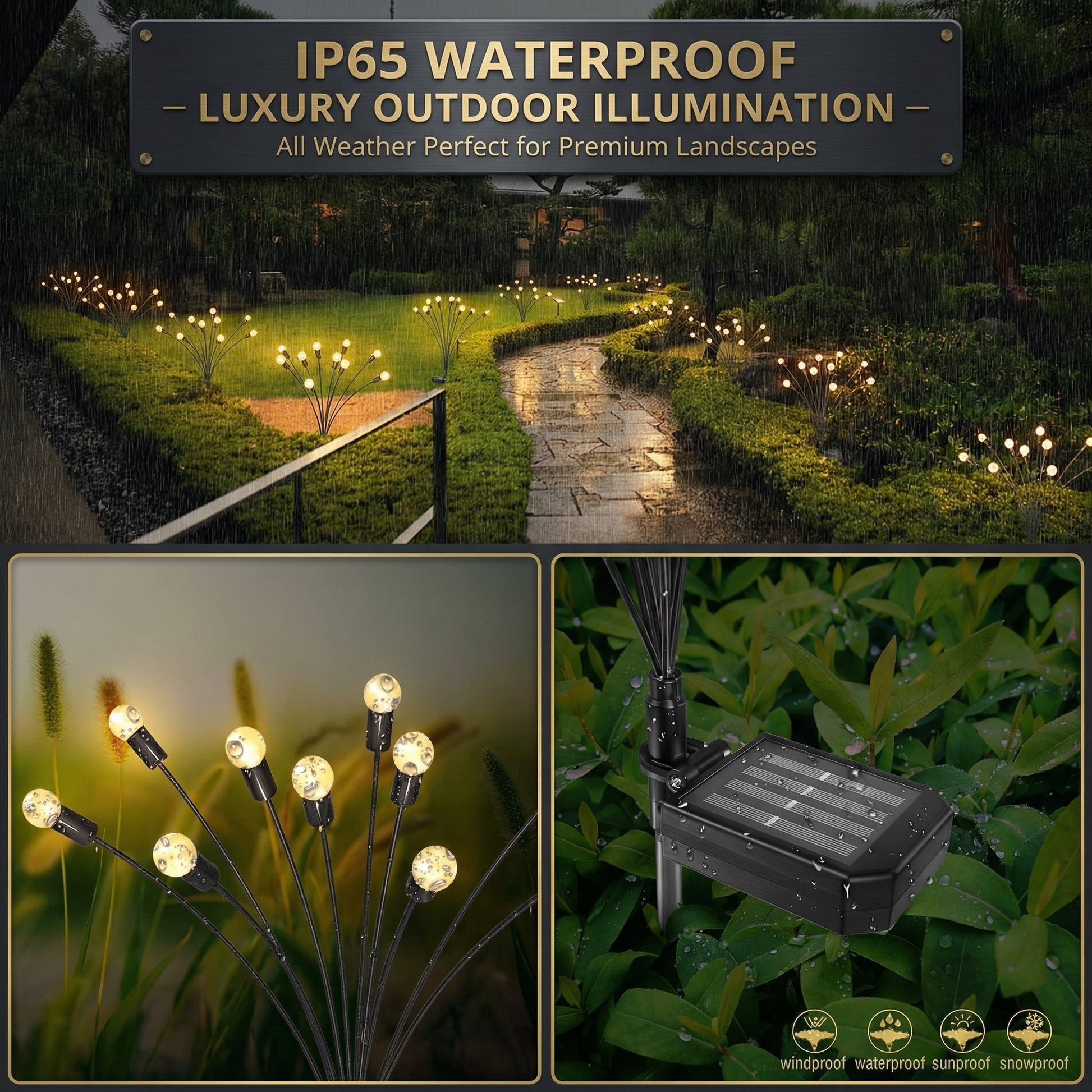 Solar Swaying Garden Lights, Waterproof, Ground Stake, Outdoor Pathway