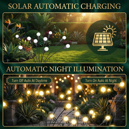 Solar Swaying Garden Lights, Waterproof, Ground Stake, Outdoor Pathway