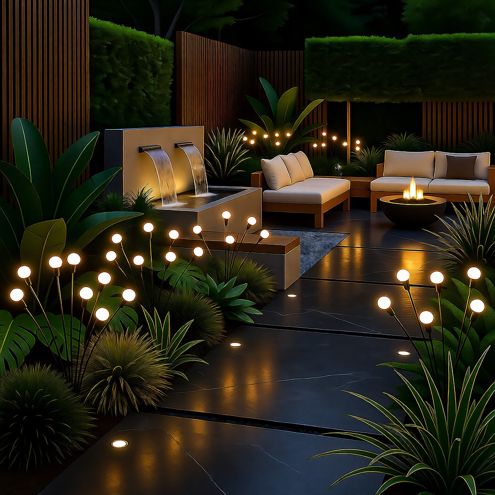 Solar Swaying Garden Lights, Waterproof, Ground Stake, Outdoor Pathway