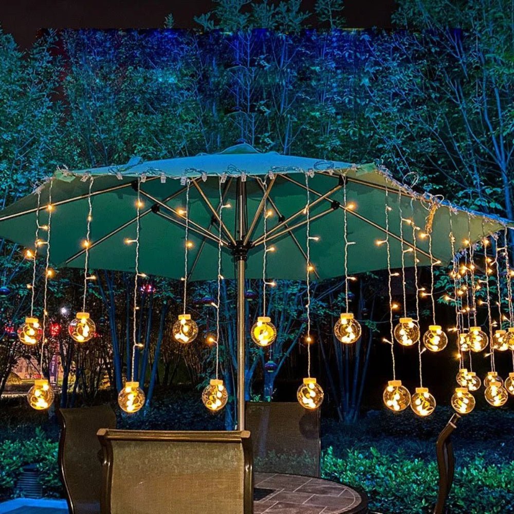Pendant String Lights, 10ft, IP67, Dusk-to-Dawn, Solar Outdoor