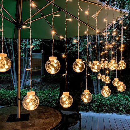 Pendant String Lights, 10ft, IP67, Dusk-to-Dawn, Solar Outdoor