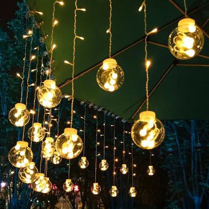 Pendant String Lights, 10ft, IP67, Dusk-to-Dawn, Solar Outdoor