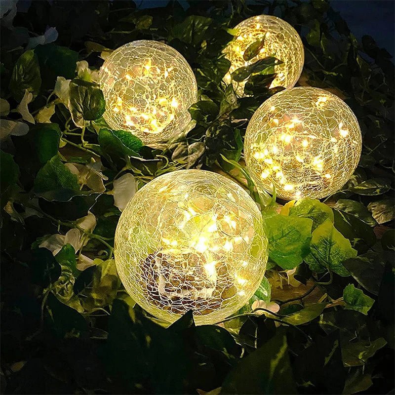 Solar Cracked Glass Globe, Outdoor Garden Stake Light